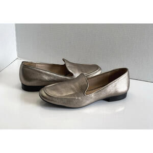 Karl Lagerfeld Paris Brynn Womens 7.5M Gold Metallic Leather Loafers Slip On